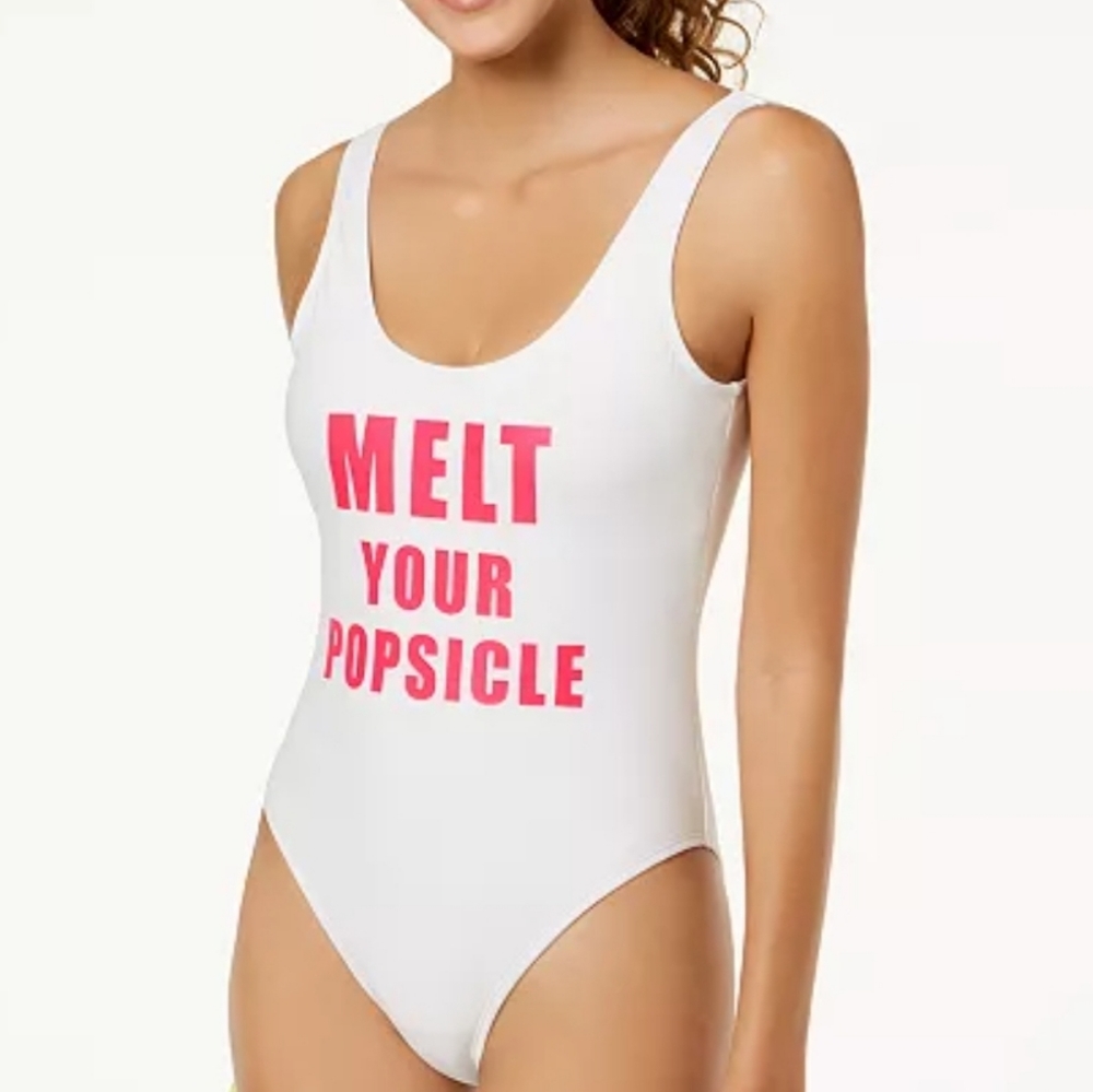 California Waves Juniors' Graphic One-Piece Swimsuit, white, size XL